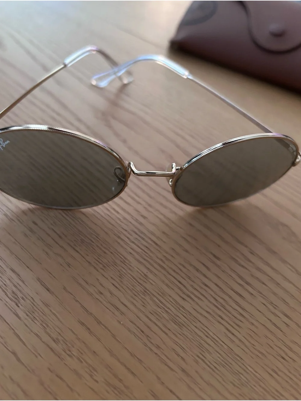 Ray-Ban 1970 Oval Metal Sunglasses Gold Frame with Blue Gradient Lenses